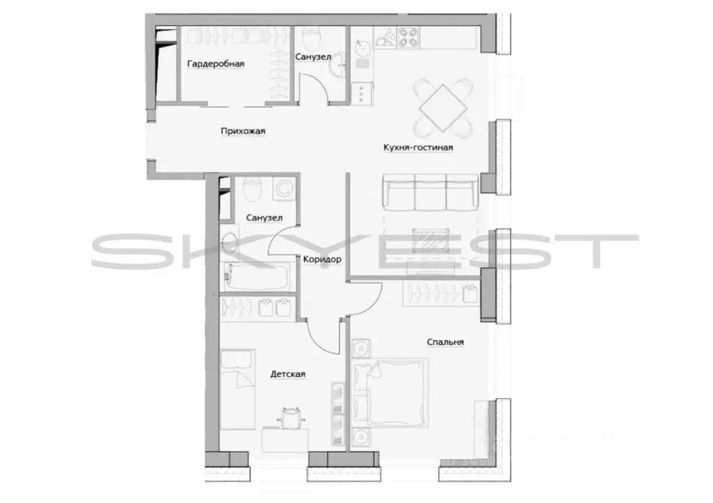 3-к кв. Москва Багратионовский проезд, 5Ак1 (90.0 м) - Фото 1