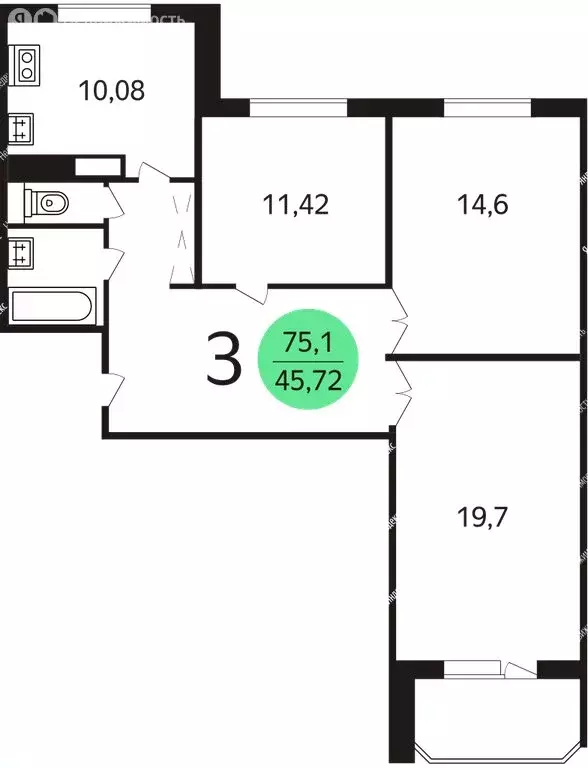 3-комнатная квартира: Москва, Боровское шоссе, 33 (79 м) - Фото 0