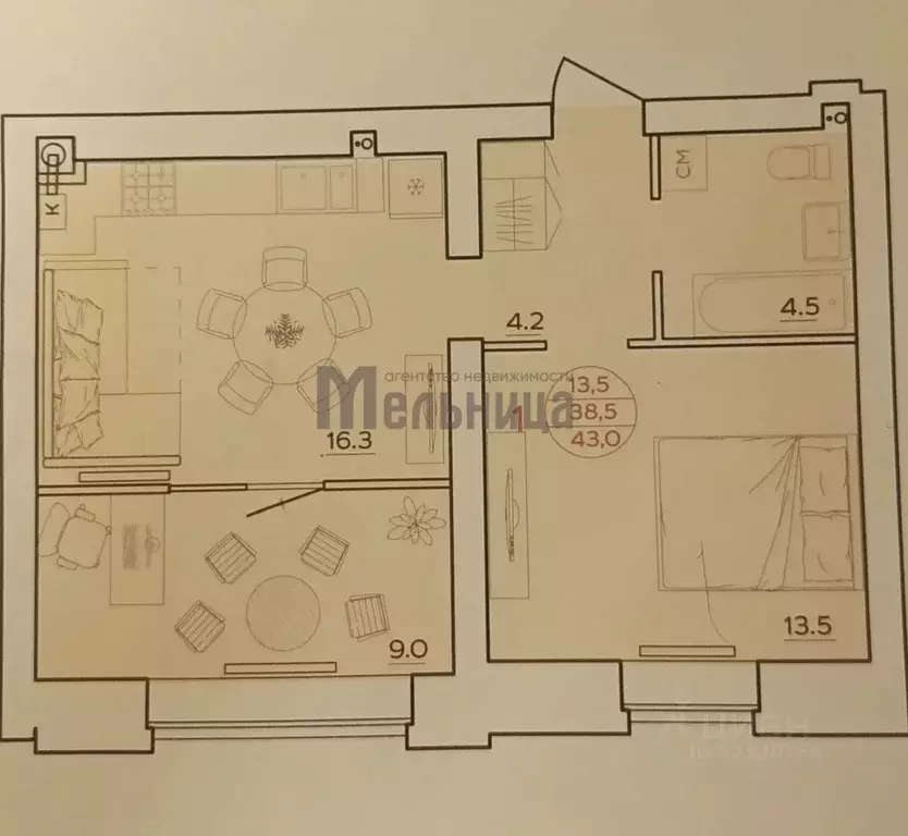 1-к кв. Волгоградская область, Волгоград Новодвинская ул., 18 (43.0 м) - Фото 2