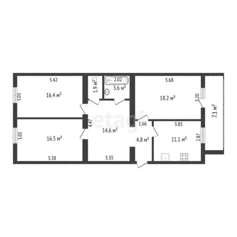 3-к кв. Тюменская область, Тюмень ул. Салтыкова-Щедрина, 58 (87.3 м) - Фото 1