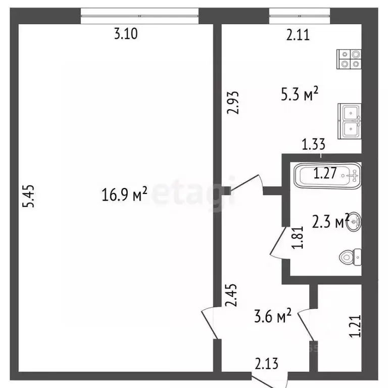 1-к кв. Самарская область, Самара Заводское ш., 57 (28.1 м) - Фото 2