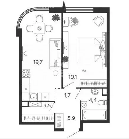1-комнатная квартира: Москва, набережная Марка Шагала, 11к3 (52.3 м) - Фото 1