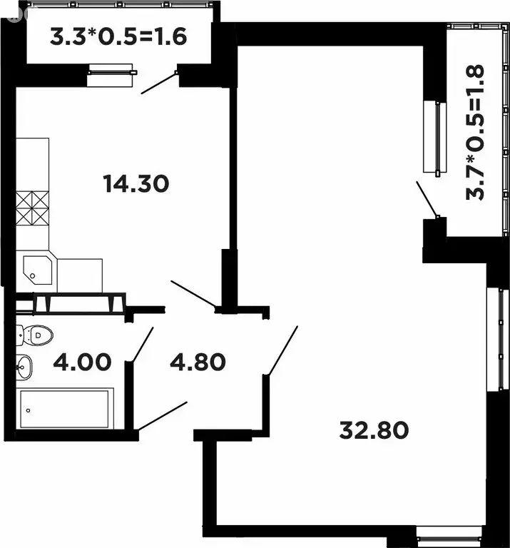 1-комнатная квартира: Краснодар, улица имени Мурата Ахеджака, 12к8 ... - Фото 1