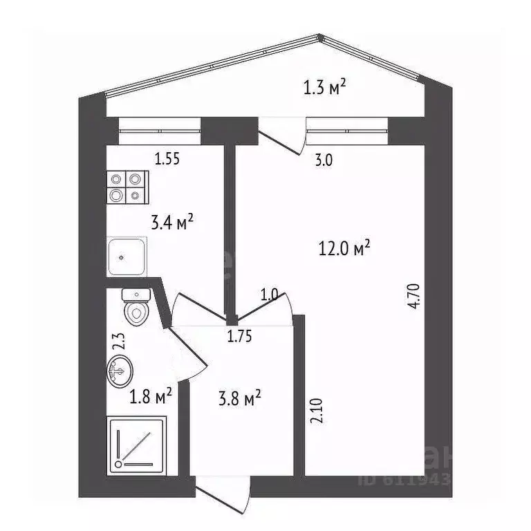1-к кв. Мордовия, Саранск ул. Веселовского, 43 (21.0 м) - Фото 2