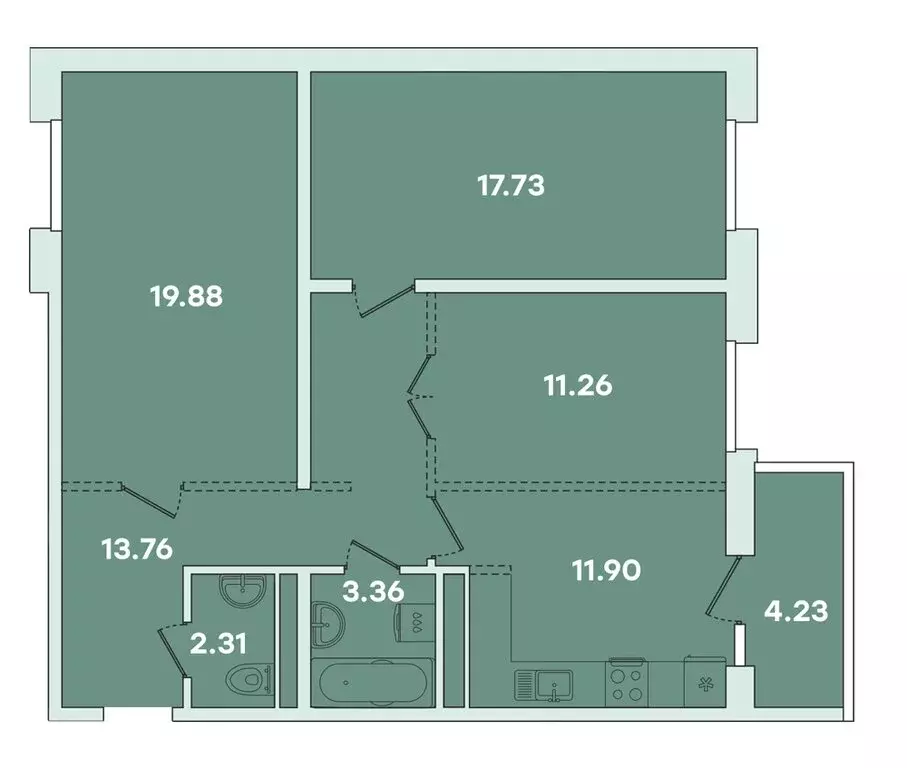3-комнатная квартира: Иркутск, улица Петрова, 16 (87.62 м) - Фото 0