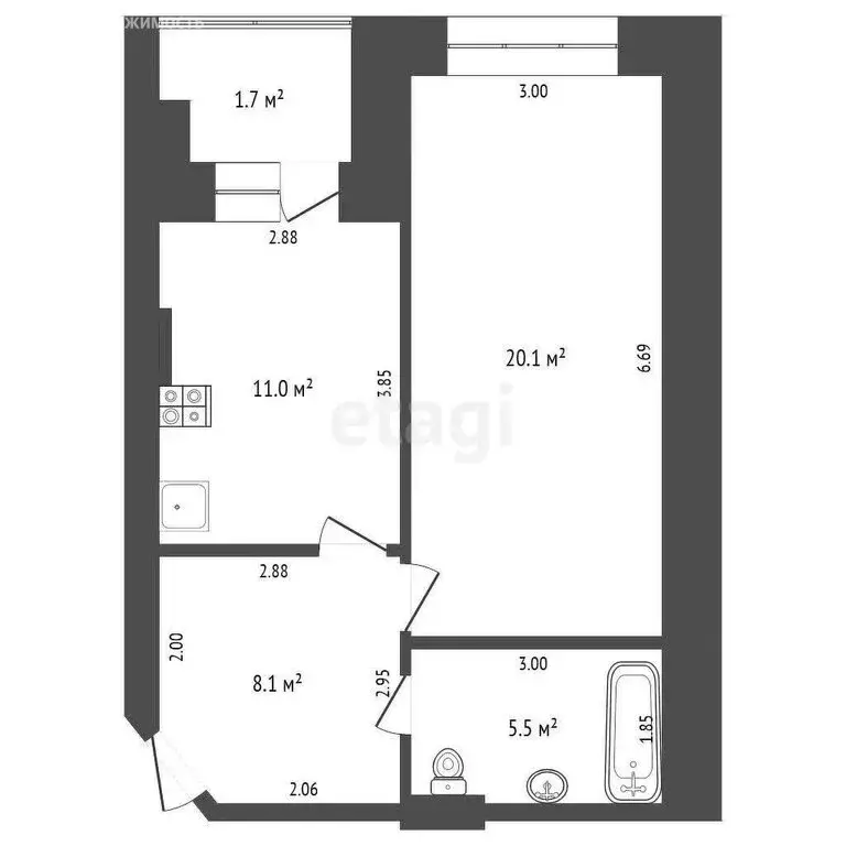 1-комнатная квартира: Тольятти, Спортивная улица, 61 (46 м) - Фото 1