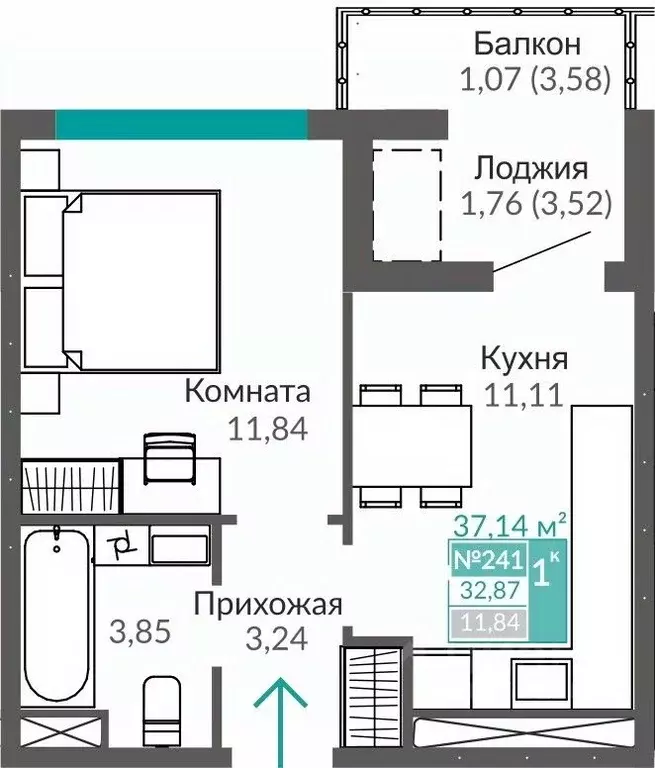 1-к кв. Крым, Симферополь Крымская роза мкр,  (32.87 м) - Фото 0