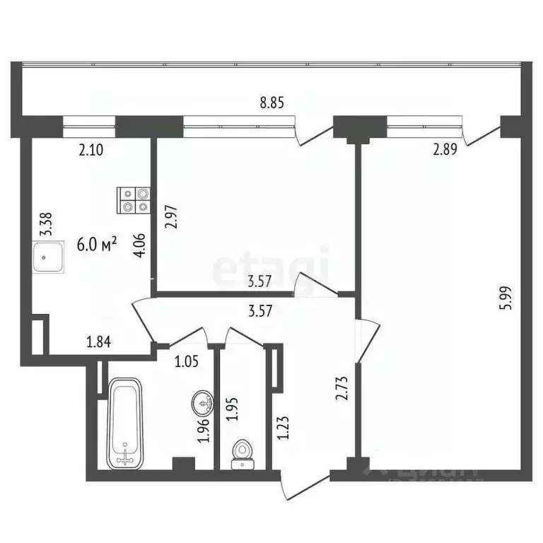 2-к кв. Севастополь ул. Богданова, 33 (47.0 м) - Фото 1