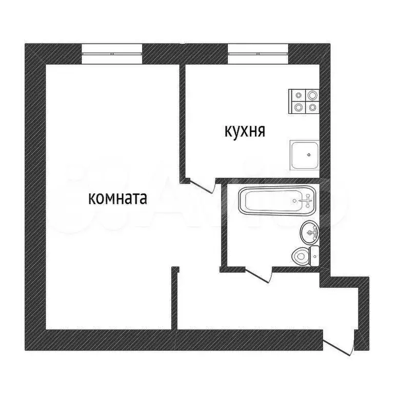 1-к. квартира, 29,4 м, 1/5 эт. - Фото 0