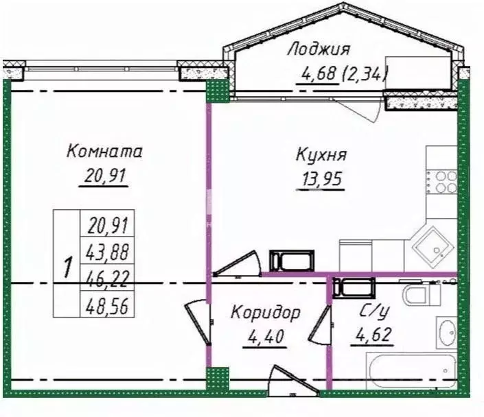 1-к кв. Ивановская область, Иваново ул. 5-я Южная, 35 (48.0 м) - Фото 2