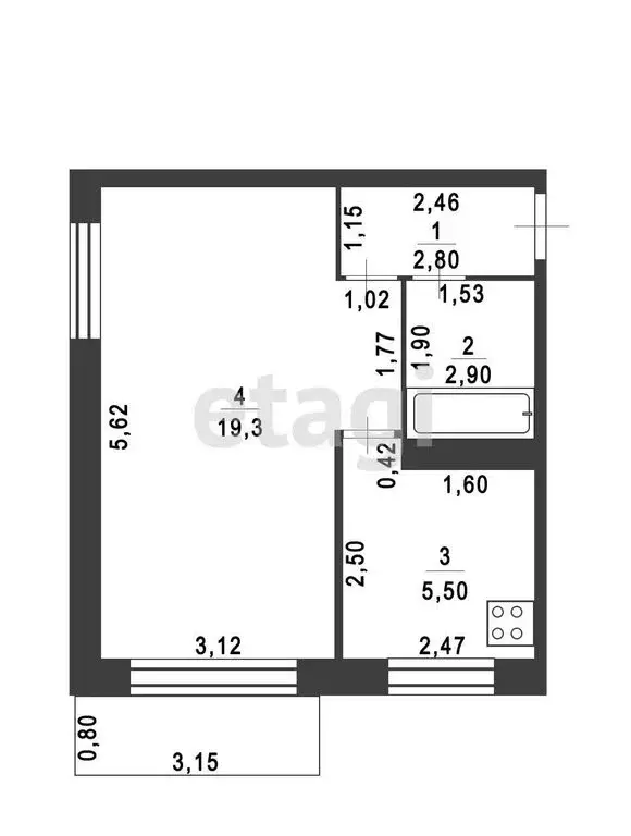 1-комнатная квартира: Шебекино, Луговая улица, 5 (31.3 м) - Фото 1