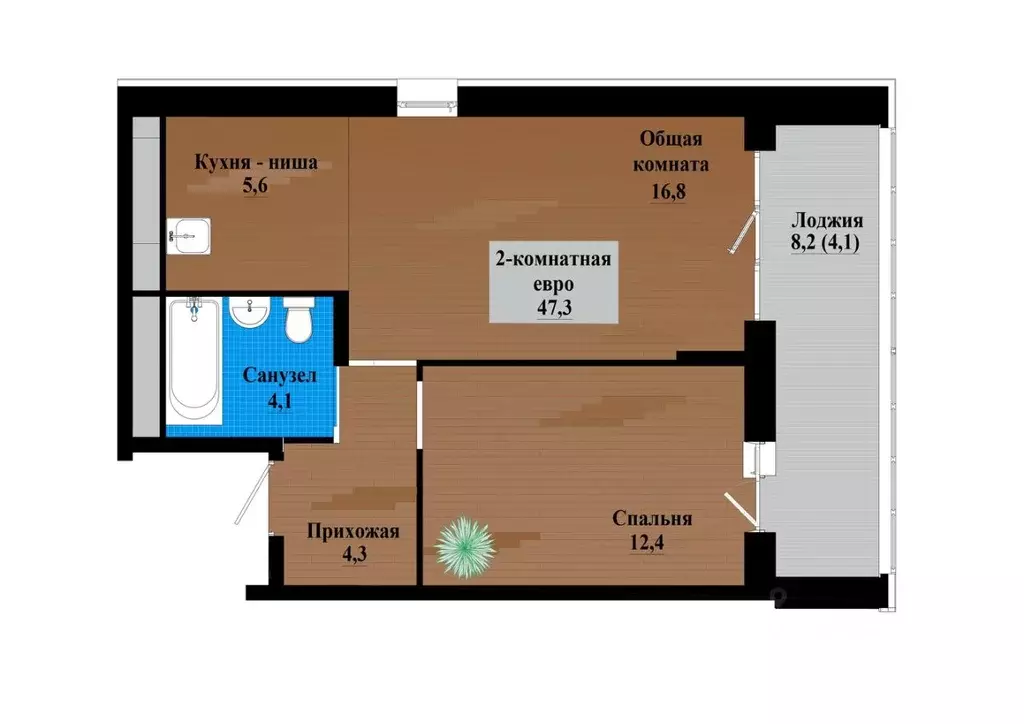 2-к кв. Забайкальский край, Чита просп. Маршала Жукова (47.3 м) - Фото 1