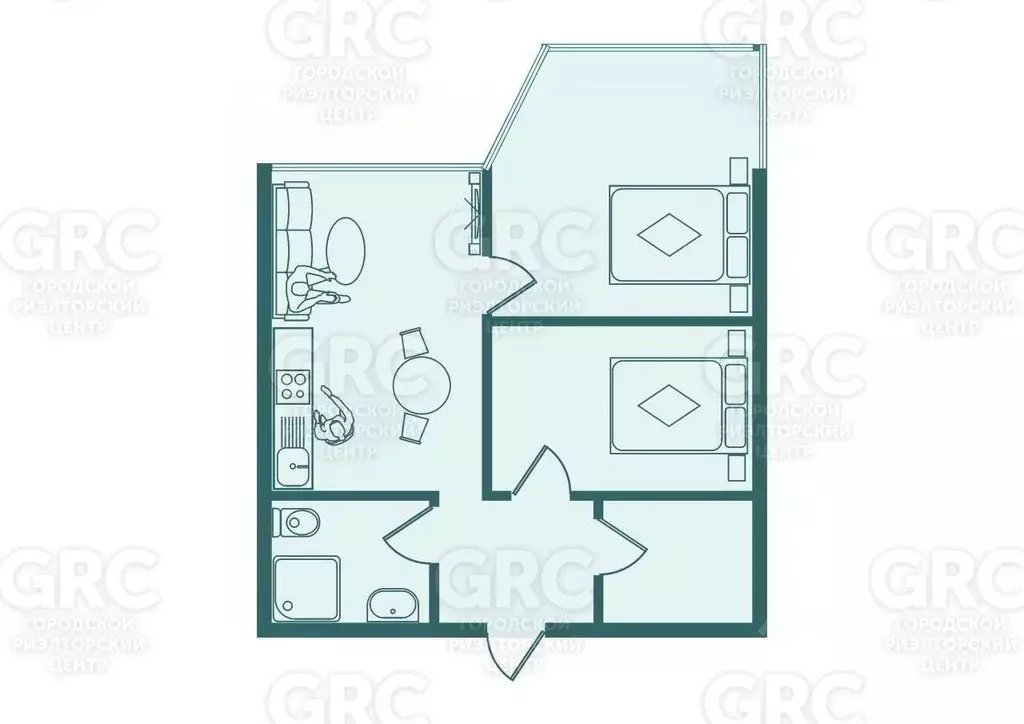 2-к кв. Краснодарский край, Сочи Больничный Городок мкр, пер. ... - Фото 2