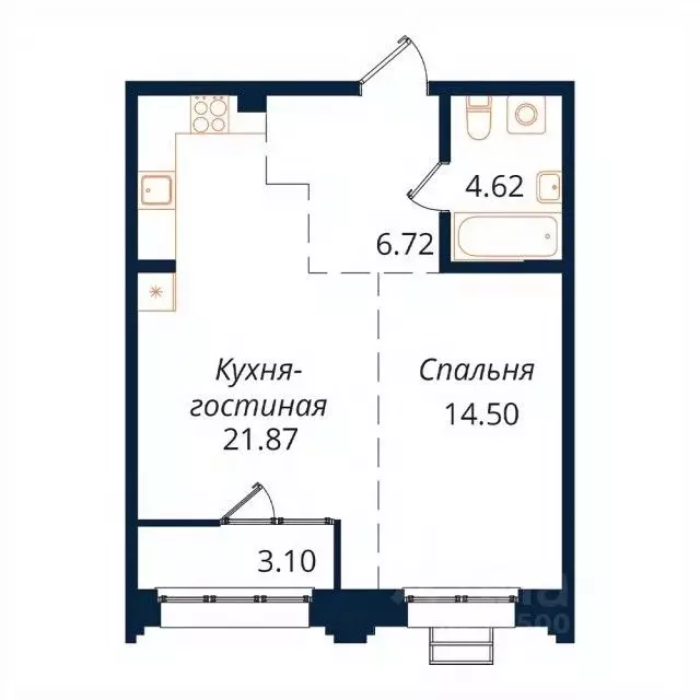 1-к кв. Иркутская область, Иркутск Байкальская ул., 246Б (50.5 м) - Фото 1