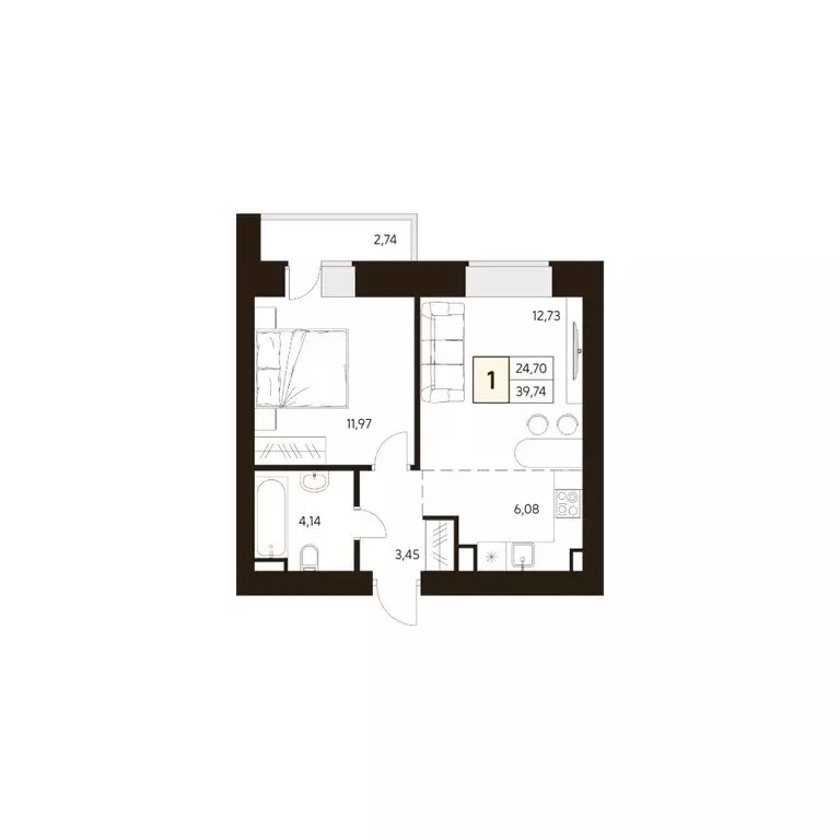 1-к кв. Башкортостан, Уфа ул. Ахметова, 296/2 (39.74 м) - Фото 1