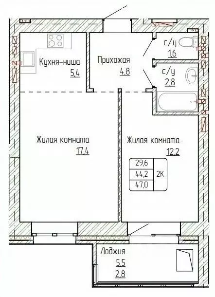 2-к кв. Алтайский край, Новоалтайск ул. Титова, 6 (47.0 м) - Фото 1