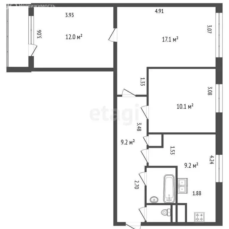 3-комнатная квартира: Санкт-Петербург, Будапештская улица, 89к1 (62.9 ... - Фото 0