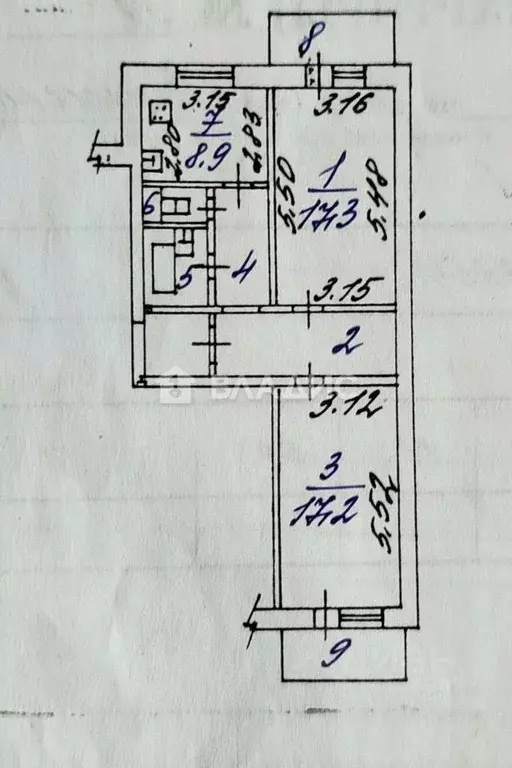 2-к кв. Белгородская область, Белгород ул. Есенина, 20а (58.7 м) - Фото 2
