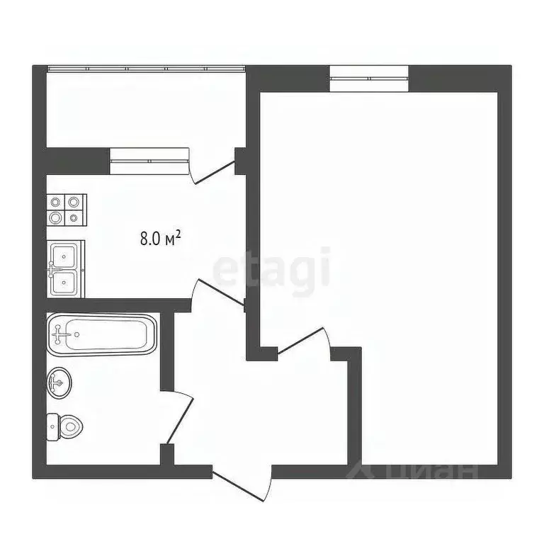 1-к кв. Владимирская область, Муром Пролетарская ул., 59 (37.2 м) - Фото 1