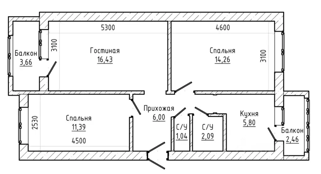 3-к кв. Кабардино-Балкария, Нальчик Ингушская ул. (63.0 м) - Фото 2