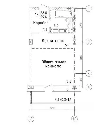 Студия Забайкальский край, Чита ул. Кочеткова, 56 (29.4 м) - Фото 2