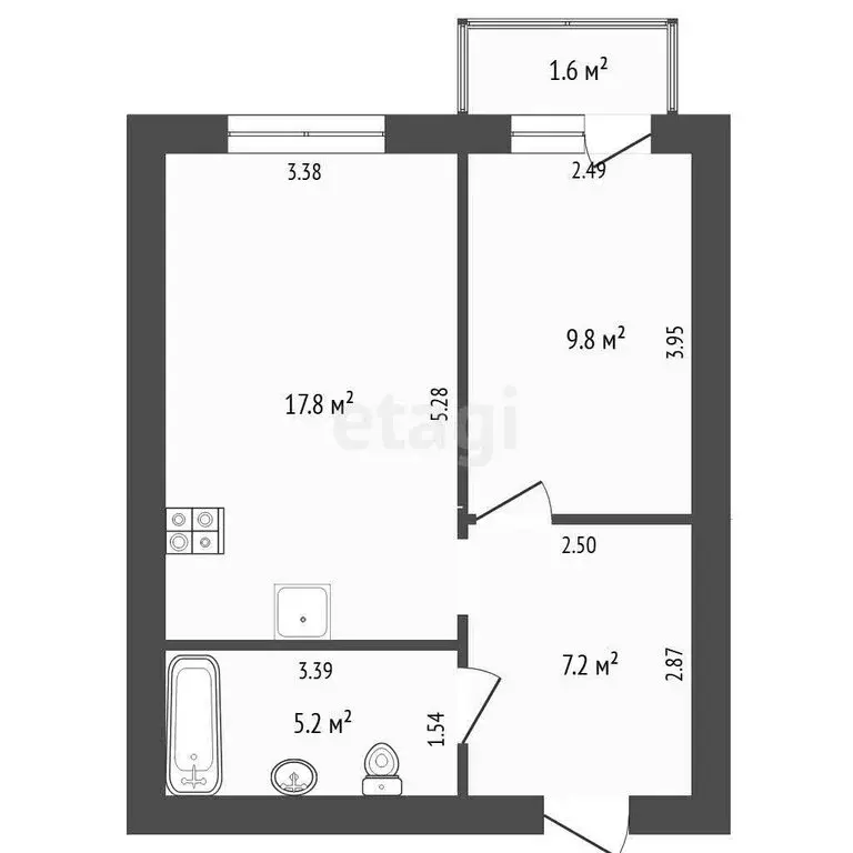 1-комнатная квартира: Тюмень, улица Московский Тракт, 87к2 (41.6 м) - Фото 1