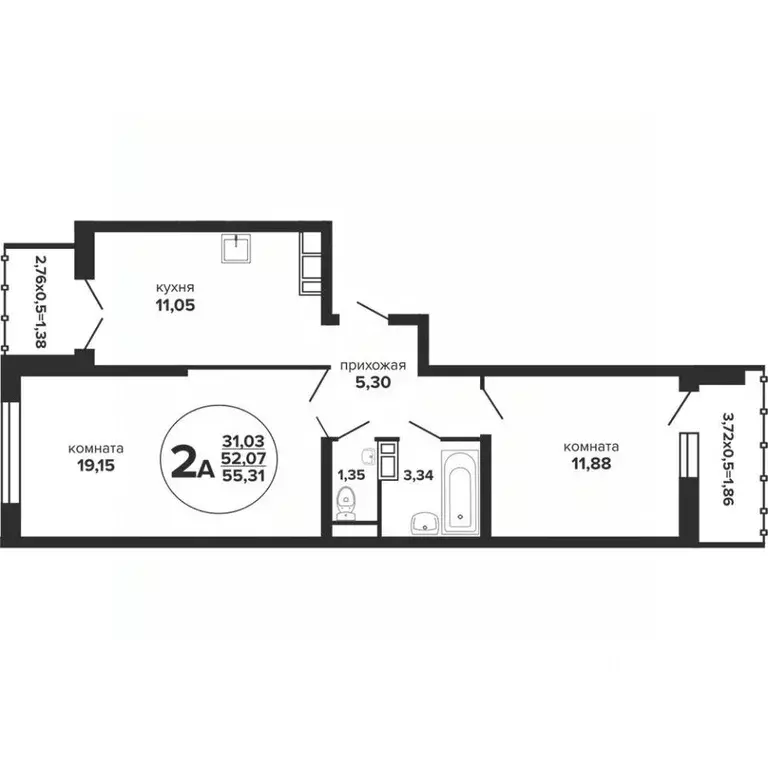 2-к кв. Краснодарский край, Краснодар Российская ул., 257/7 (56.65 м) - Фото 0