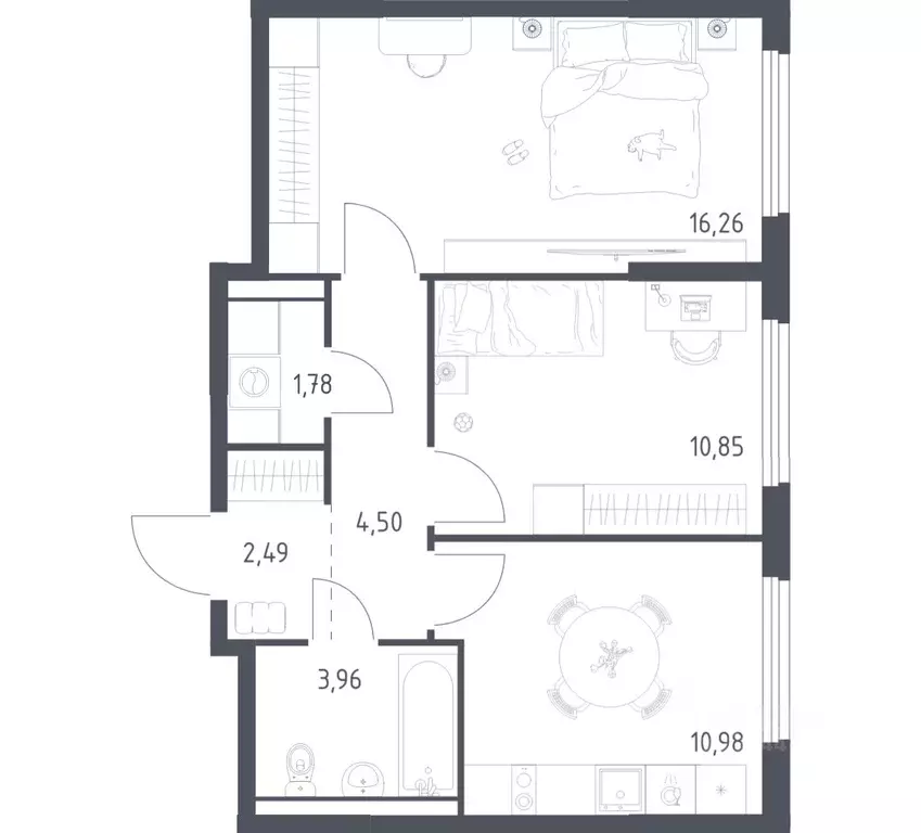 2-к кв. Московская область, Ленинский городской округ, Мисайлово пгт, ... - Фото 1