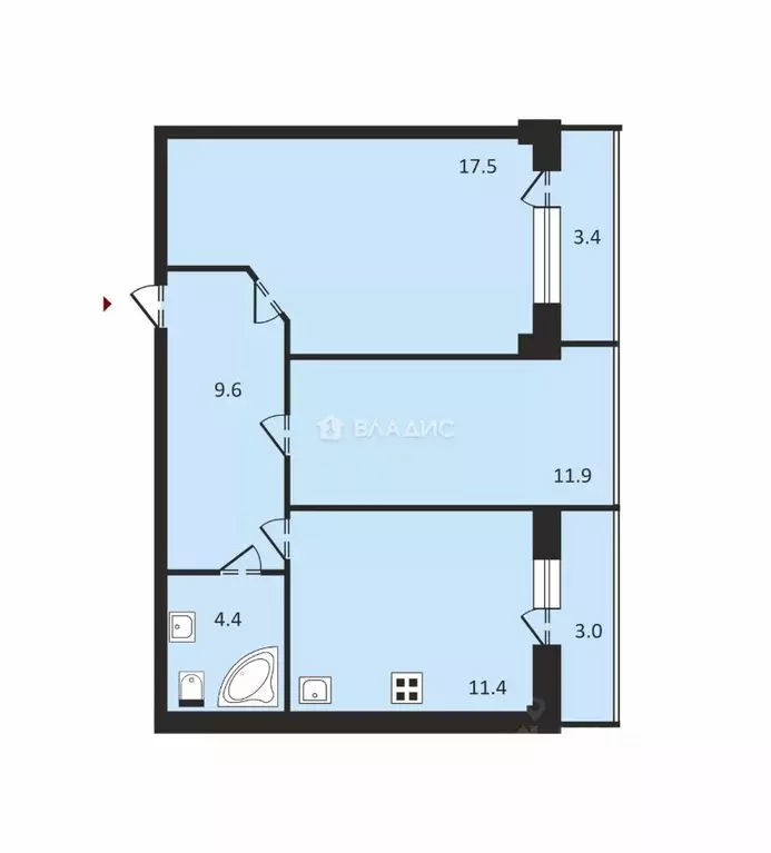 2-к кв. Краснодарский край, Краснодар ул. Карельская, 51/7 (54.8 м) - Фото 1