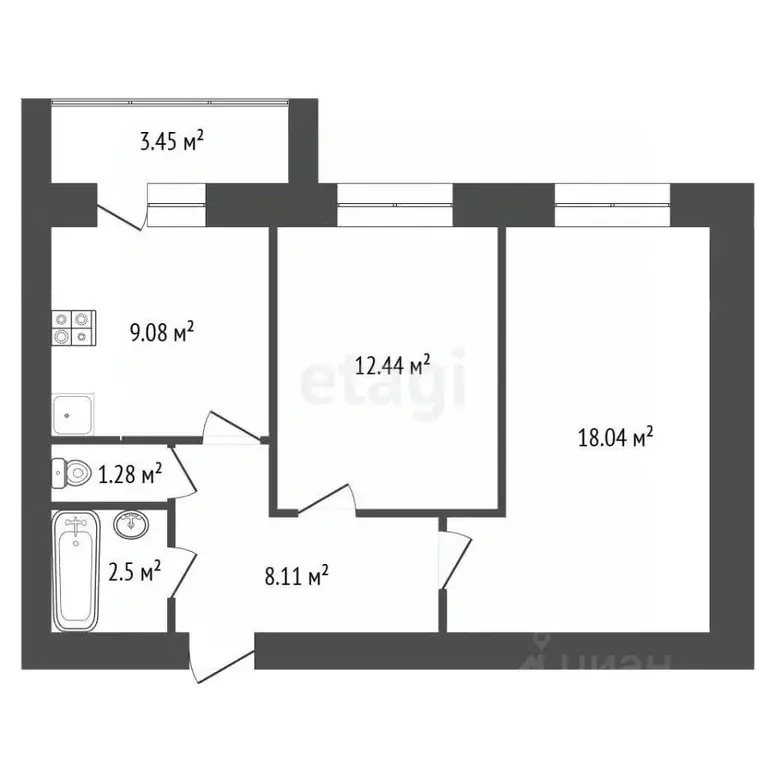 2-к кв. Марий Эл, Йошкар-Ола ул. Йывана Кырли, 43А (53.18 м) - Фото 1