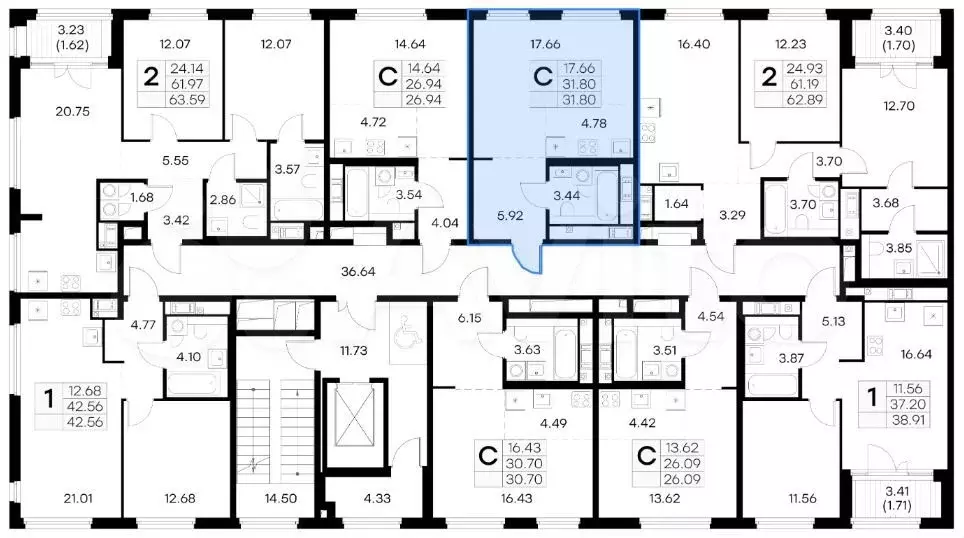 Квартира-студия, 31,8 м, 5/18 эт. - Фото 1