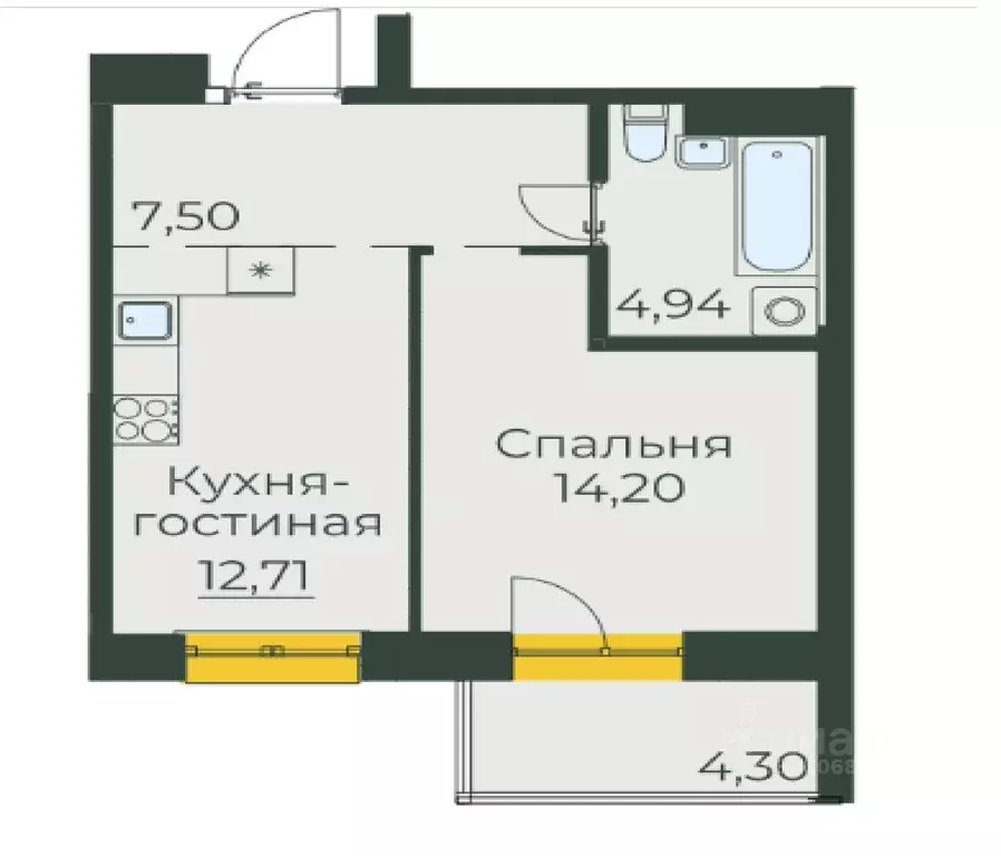 1-к кв. Иркутская область, Иркутск ул. Пискунова, 132В (43.6 м) - Фото 1