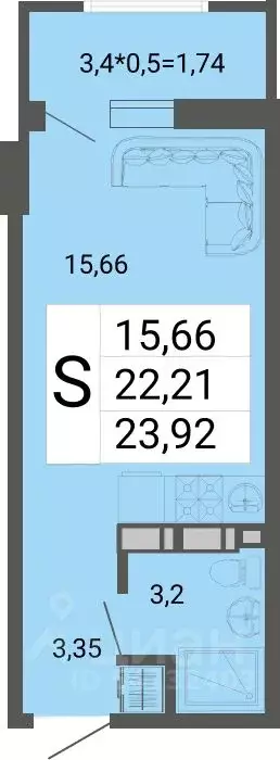 Студия Краснодарский край, Краснодар Имени Демьяна Бедного жилмассив, ... - Фото 2