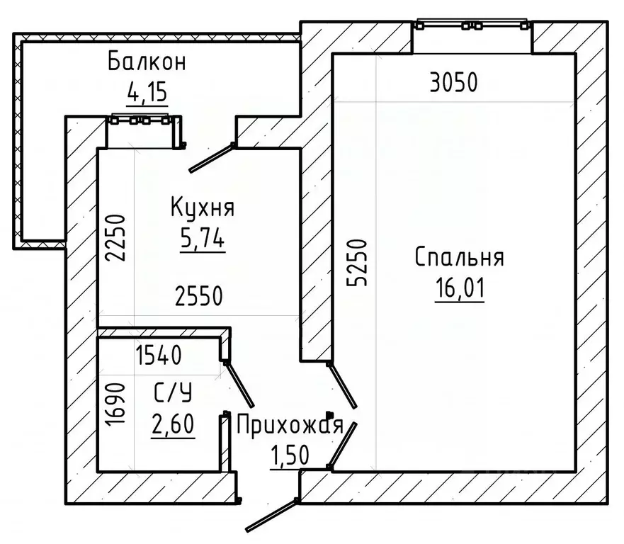 1-к кв. Кабардино-Балкария, Нальчик ул. Чернышевского (30.0 м) - Фото 2
