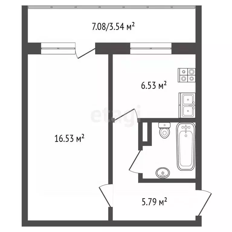 1-к кв. Челябинская область, Челябинск ул. Хариса Юсупова, 78 (32.0 м) - Фото 2