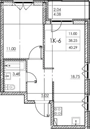 1-комнатная квартира: Бугры, Тихая улица, 19 (40.29 м) - Фото 0