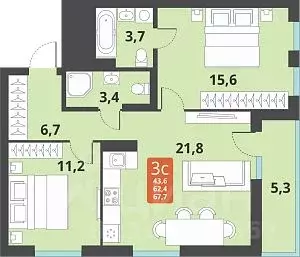 3-к кв. Новосибирская область, Новосибирск Тайгинская ул., с3 (78.6 м) - Фото 0