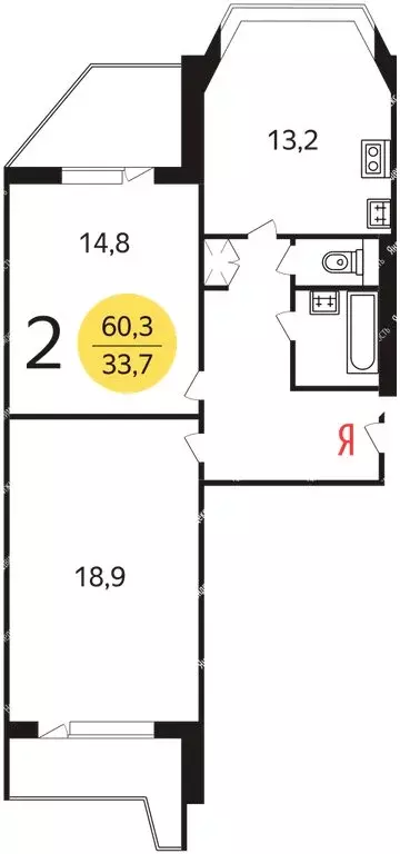 2-комнатная квартира: Москва, Новочерёмушкинская улица, 49 (58 м) - Фото 1