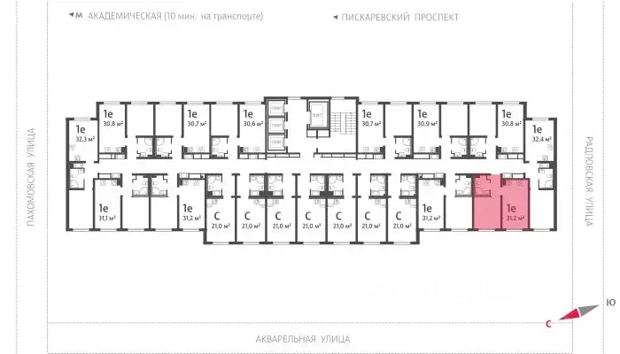 1-к кв. Санкт-Петербург ул. Пахомовская, 12к2 (31.0 м) - Фото 1