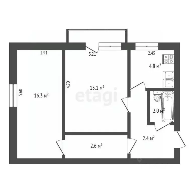 2-к кв. Крым, Ялта ул. Дзержинского, 7 (46.0 м) - Фото 1
