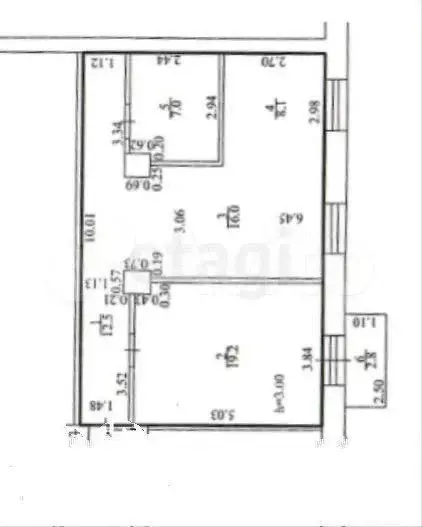 2-к. квартира, 62,8 м, 3/3 эт. - Фото 0