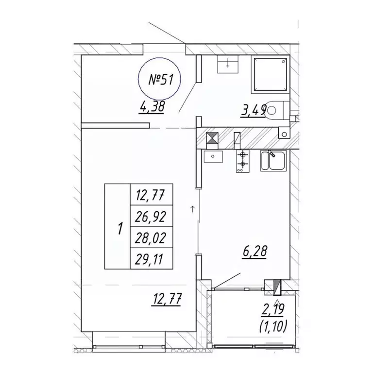 1-к кв. Калининградская область, Зеленоградск  (29.11 м) - Фото 1