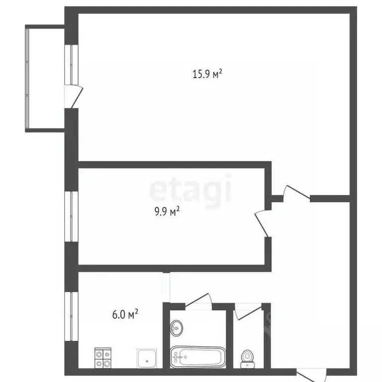 2-к кв. Новгородская область, Боровичи Ботаническая ул., 10 (40.6 м) - Фото 1