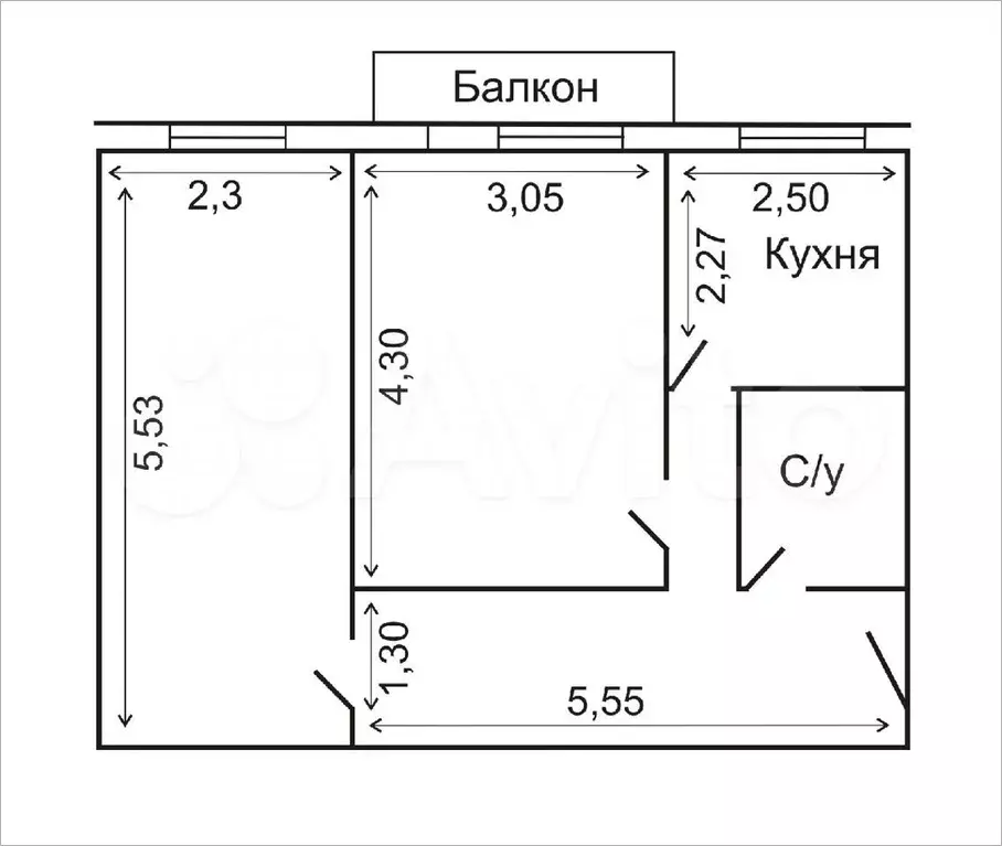 2-к. квартира, 42,7 м, 4/5 эт. - Фото 1