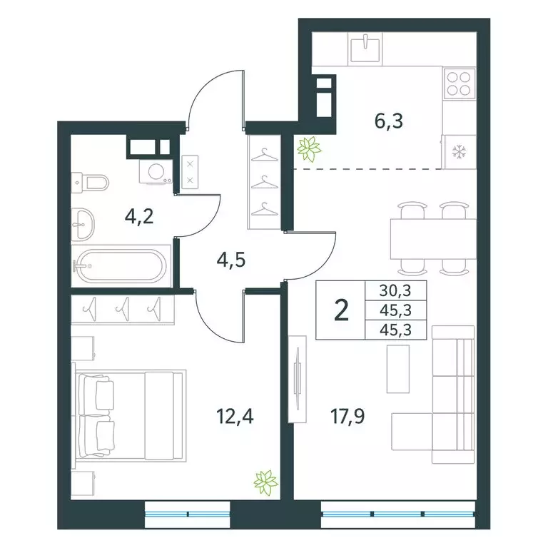 2-комнатная квартира: Чита, микрорайон Хороший, 14 (55 м) - Фото 1