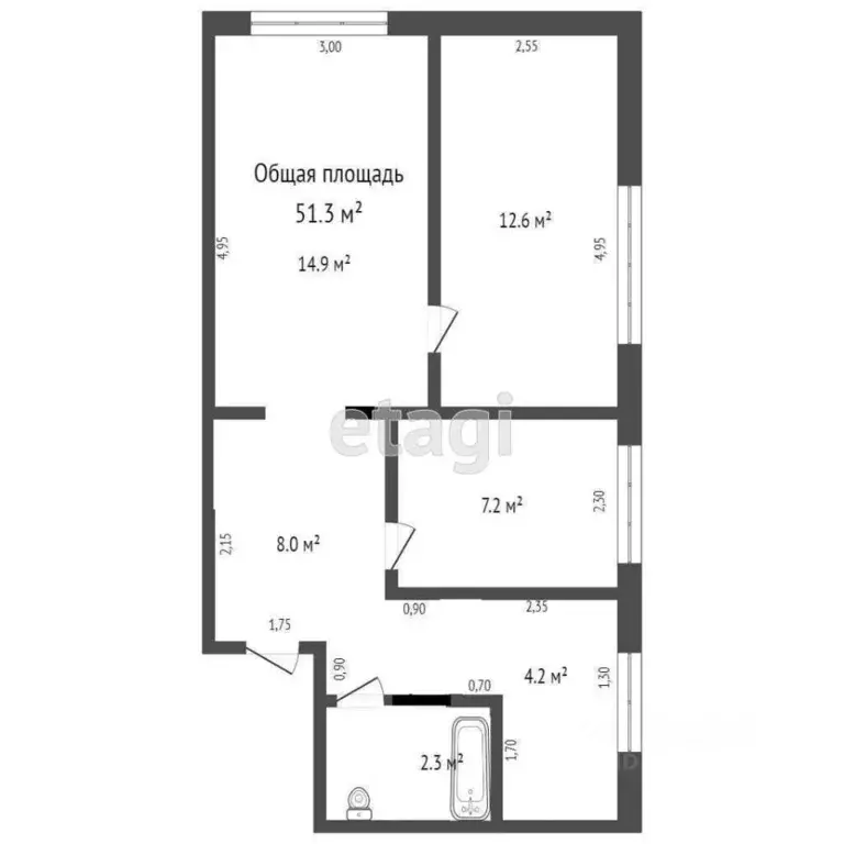 3-к кв. Кемеровская область, Крапивинский пгт ул. Островского, 95 ... - Фото 2