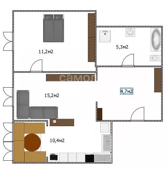 2-к кв. Ульяновская область, Ульяновск ул. Шолмова, 12А (50.33 м) - Фото 1