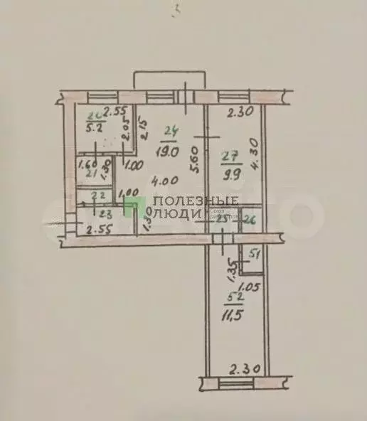 3-к. квартира, 56,8 м, 3/4 эт. - Фото 0