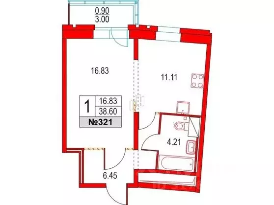 1-к кв. Санкт-Петербург Коломяжский просп., 13к2 (38.6 м) - Фото 0