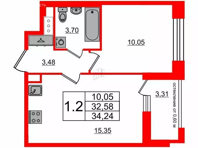 1-комнатная квартира: Санкт-Петербург, Кубинская улица, 78Е (32.58 м) - Фото 0